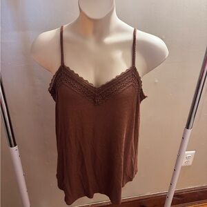 Maurices Brown Lace Trim Camisole Sleeveless Top. NWT